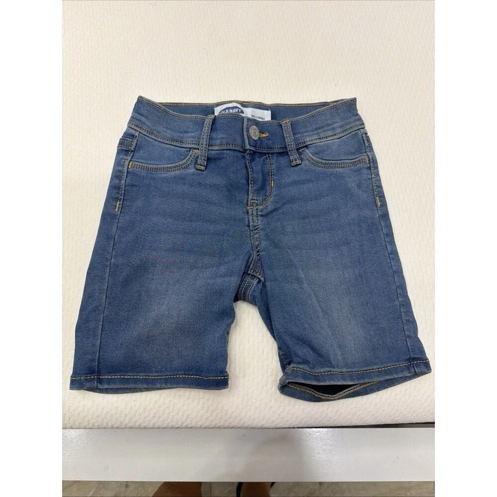 Old Navy Girls Ballerina Denim Shorts Size 7 Blue Stretch Jean Bermuda